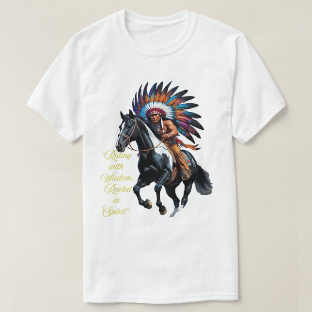Camiseta Montar con Sabiduría – Espíritu Nativo (Diseño del anverso)