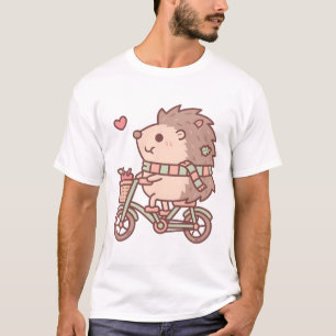 Camiseta Montar Cute Hedgehog En Bicicleta