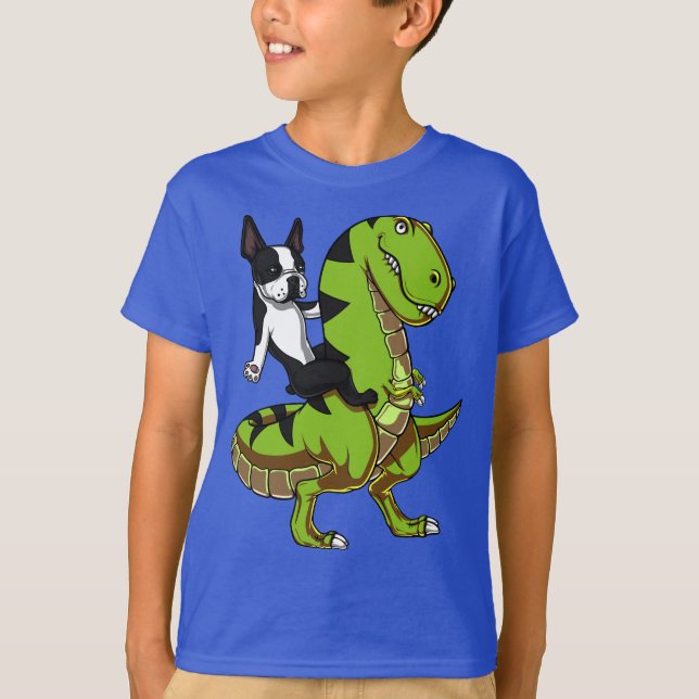 Camiseta Montar en Unicorn por Perro Terrier de Boston (Anverso)
