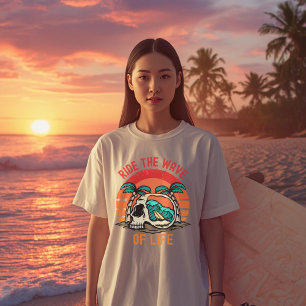 Camiseta Montar la Ola de la Vida Surfeando Mar Motivaci