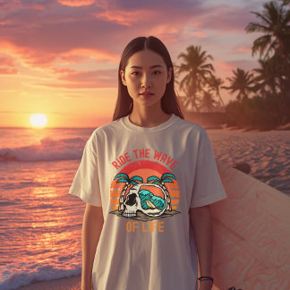Camiseta Montar la Ola de la Vida Surfeando | Mar Motivaci