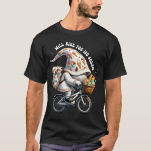 Camiseta Montaré en bicicleta por helado gnomo lindo bicicl