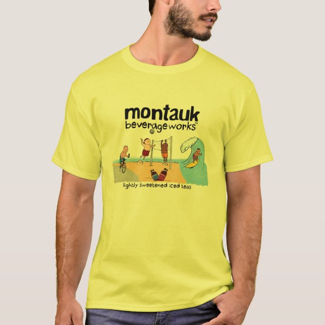 Camiseta Montauk BeverageWorks - playa y té helado (Anverso)