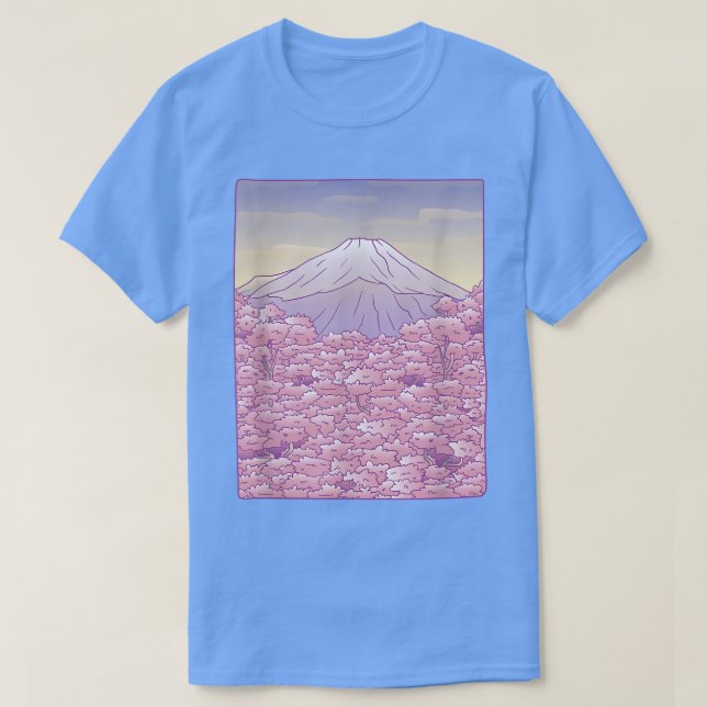 Camiseta Monte de flores de cerezo japonés en el árbol saku (Diseño del anverso)
