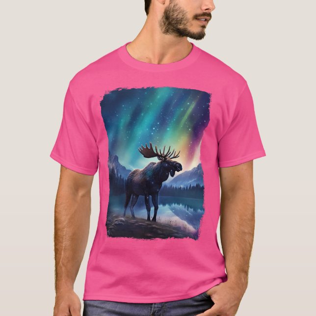 Camiseta Monte del paisaje de Moose Northern Light Aurora B (Anverso)