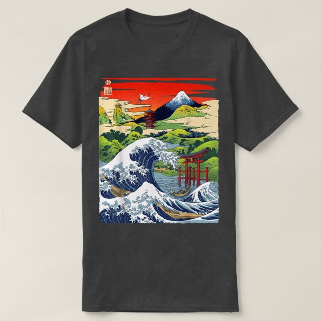 Camiseta Monte Fuji La Gran Ola Tsunami Kanagaw Japonés (Diseño del anverso)
