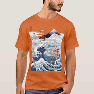 Camiseta Monte Fuji La Gran Ola Tsunami Kanagaw Japonés
