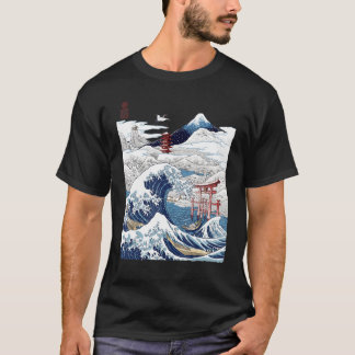 Camiseta Monte Fuji La Gran Ola Tsunami Kanagaw Japonés