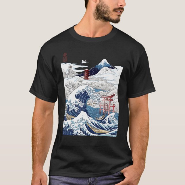 Camiseta Monte Fuji La Gran Ola Tsunami Kanagaw Japonés (Anverso)