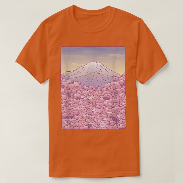 Camiseta Monte Fuji Pastel Flores japonesas de cerezo Sakur (Diseño del anverso)