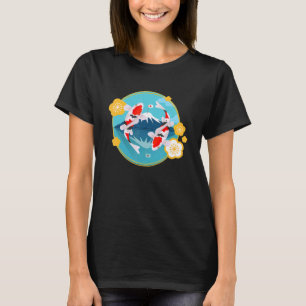 Camiseta Monte Fuji y carpa zen carpa estanque de peces de