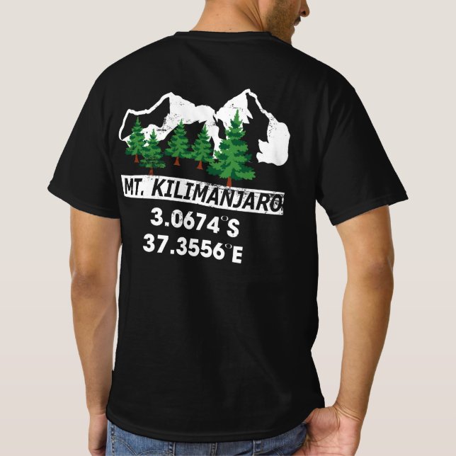 Camiseta Monte Kilimanjaro con coordenadas GPS (Reverso)
