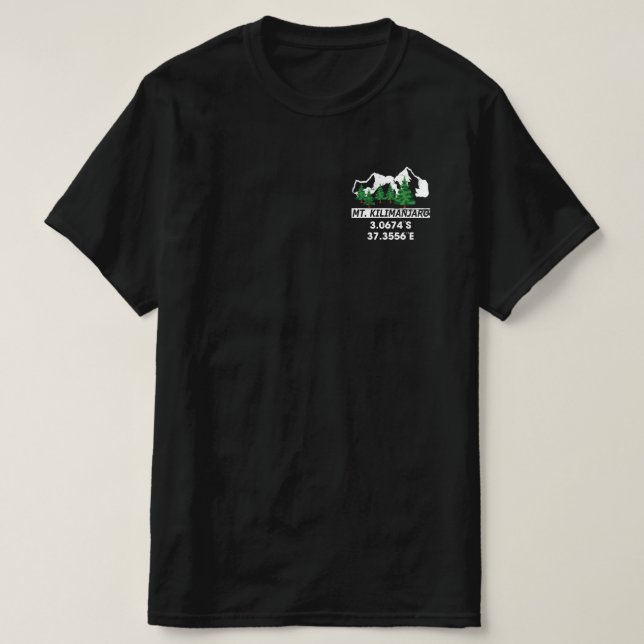 Camiseta Monte Kilimanjaro con coordenadas GPS (Diseño del anverso)