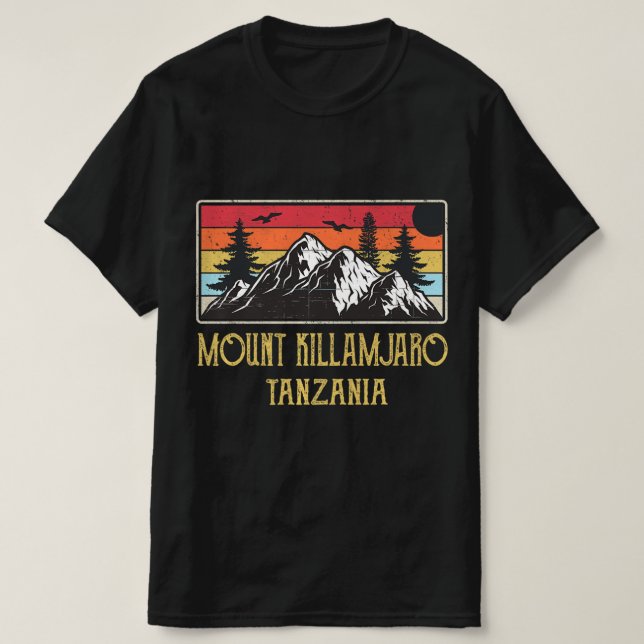 Camiseta Monte Kilimanjaro Tanzania Vintage Retro Escalada (Diseño del anverso)