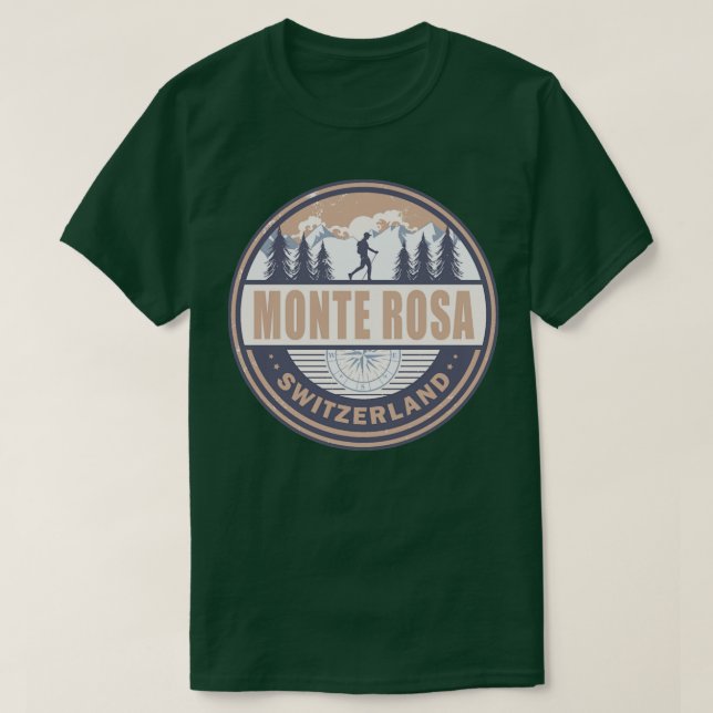 Camiseta Monte Rosa Suiza Alpes suizos Senderismo de época (Diseño del anverso)
