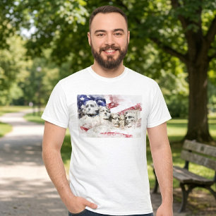 Camiseta Monte Rushmore acuarela con bandera americana