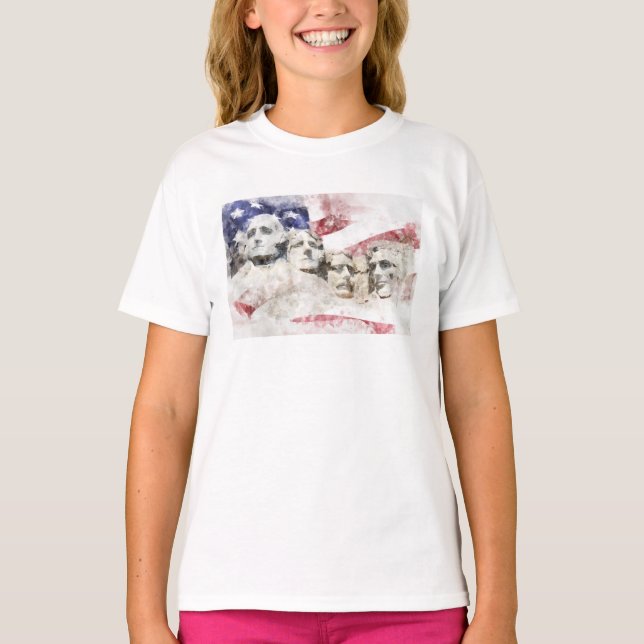 Camiseta Monte Rushmore con la bandera estadounidense ondea (Anverso)
