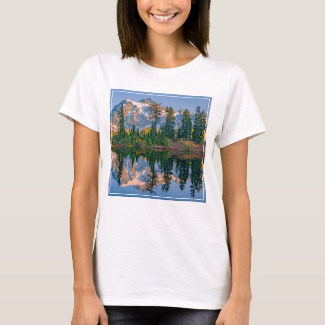 Camiseta Monte Shuksan reflejado en el lago Reflection (Anverso)