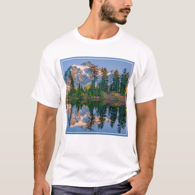 Camiseta Monte Shuksan reflejado en el lago Reflection (Anverso)