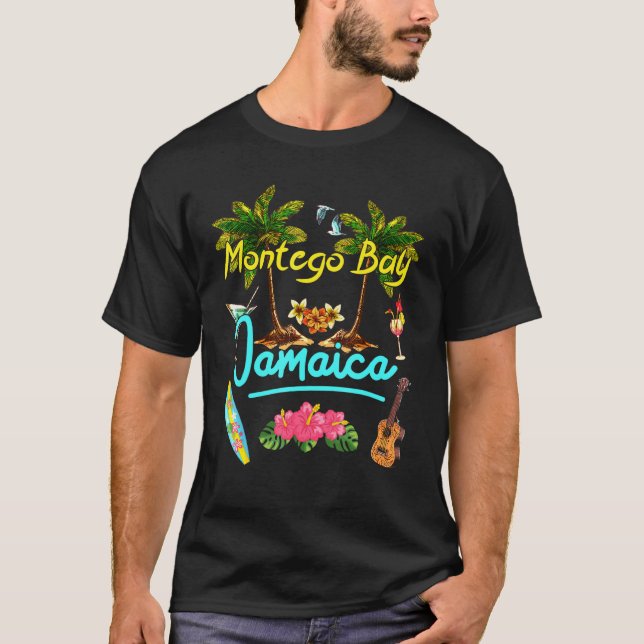 Camiseta Montego Bay Jamaica Beach Summer Palm Sun Set Palm (Anverso)