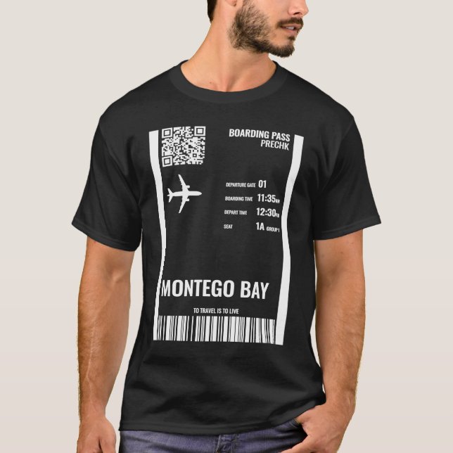 Camiseta Montego Bay Jamaica Boarding Pass Airline Ticket (Anverso)