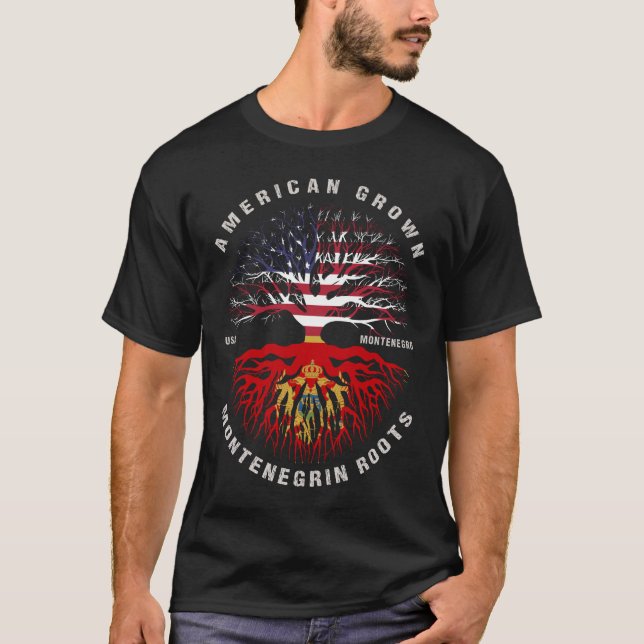 Camiseta Montenegrino adulto estadounidense tiene la bander (Anverso)