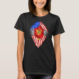 Camiseta Montenegro Roots Ee.Uu. Bandera Patriótica Montene