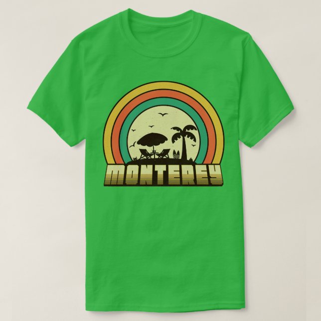 Camiseta Monterey Beach Vintage Retro Sunset Style (Diseño del anverso)