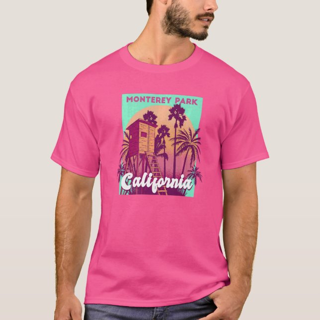 Camiseta Monterey Park California palmtree beach retro vin (Anverso)