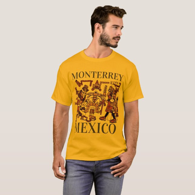 Camiseta Monterrey Mexico Aztec Design, masculino (Anverso completo)