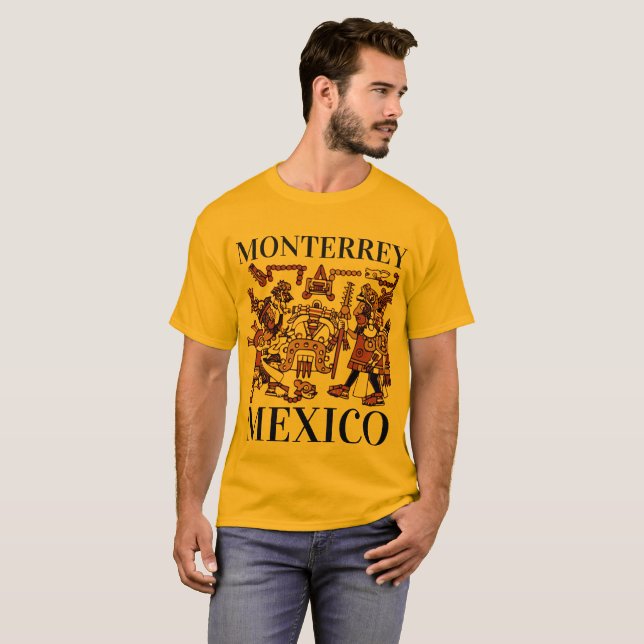 Camiseta Monterrey Mexico Aztec Design, masculino #2 (Anverso completo)