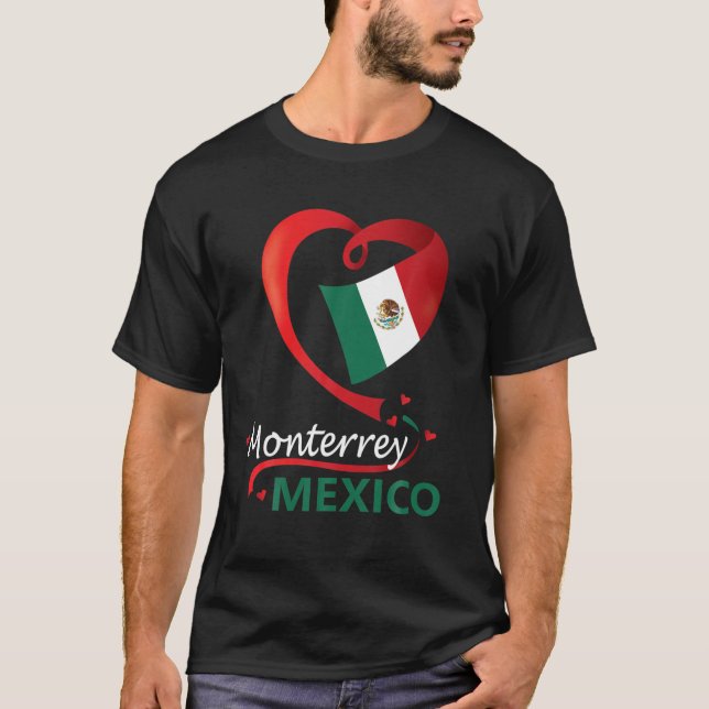 Camiseta Monterrey Nuevo León Bandera del Corazón de México (Anverso)