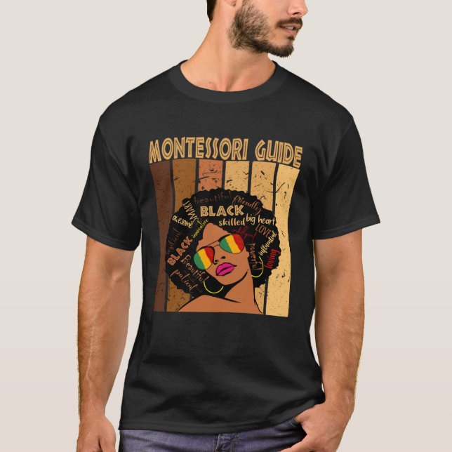 Camiseta Montessori Guide Afro African American Black Histo (Anverso)