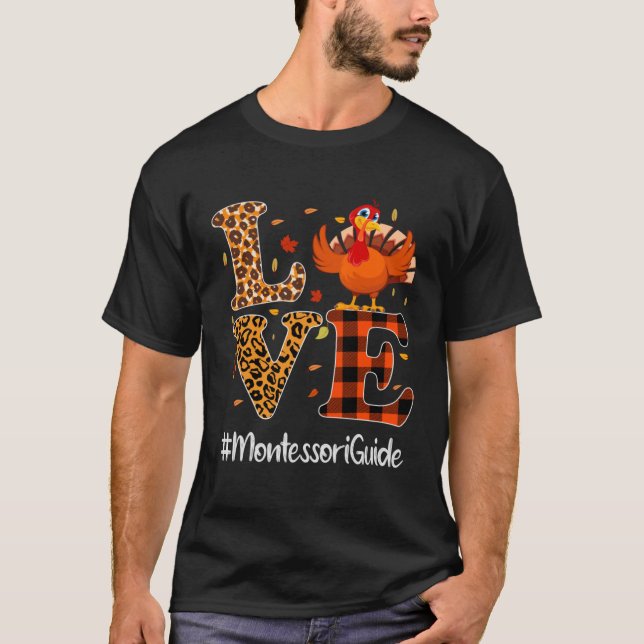 Camiseta Montessori Guide Love Thankding Leopard Turkey (Anverso)