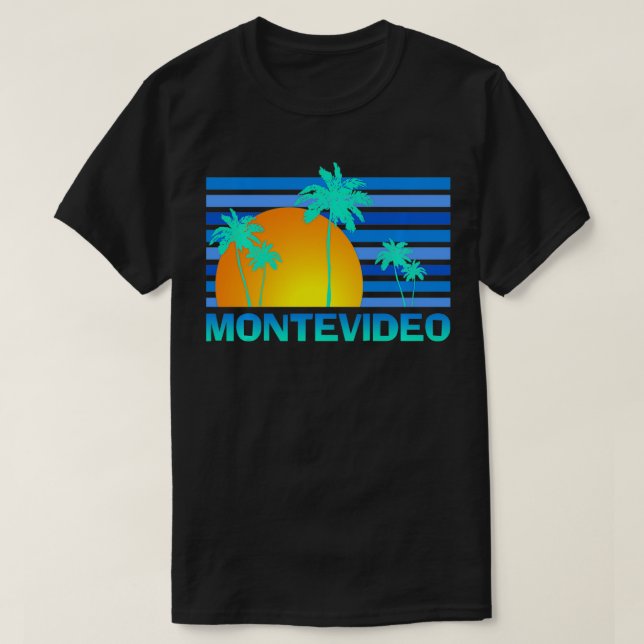 Camiseta Montevideo Uruguay Sunset Palm Trees (Diseño del anverso)