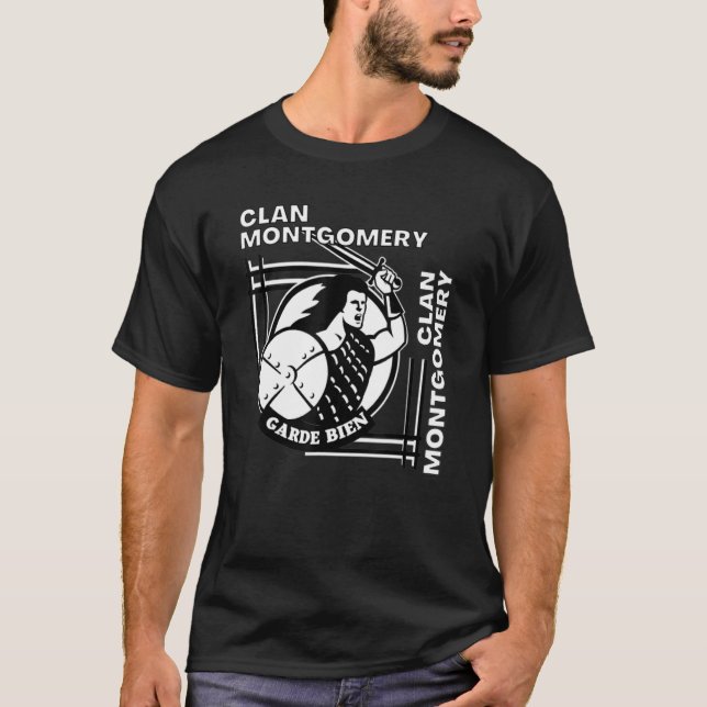 Camiseta Montgomery Clan Gaelic Motto Swordsman