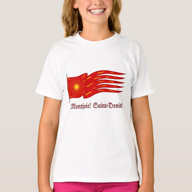 Camiseta Montjoie! Saint-Denis! Red Oriflamme with Sun (Anverso)
