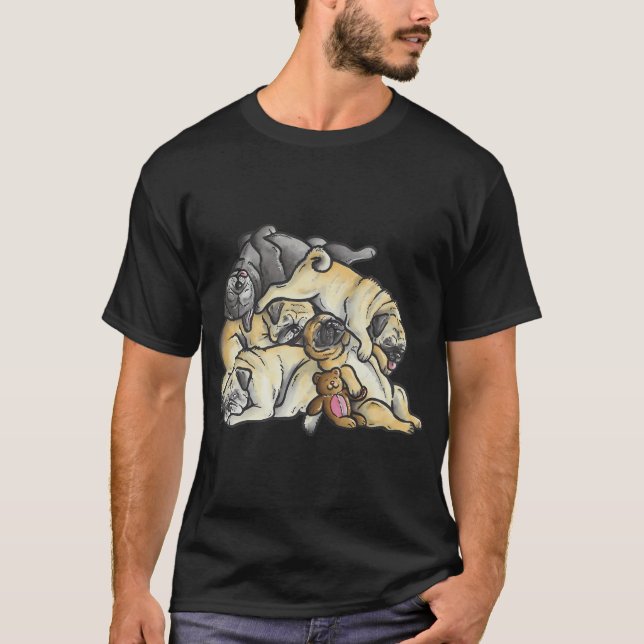 Camiseta Montón de Pugs durmiendo (Anverso)