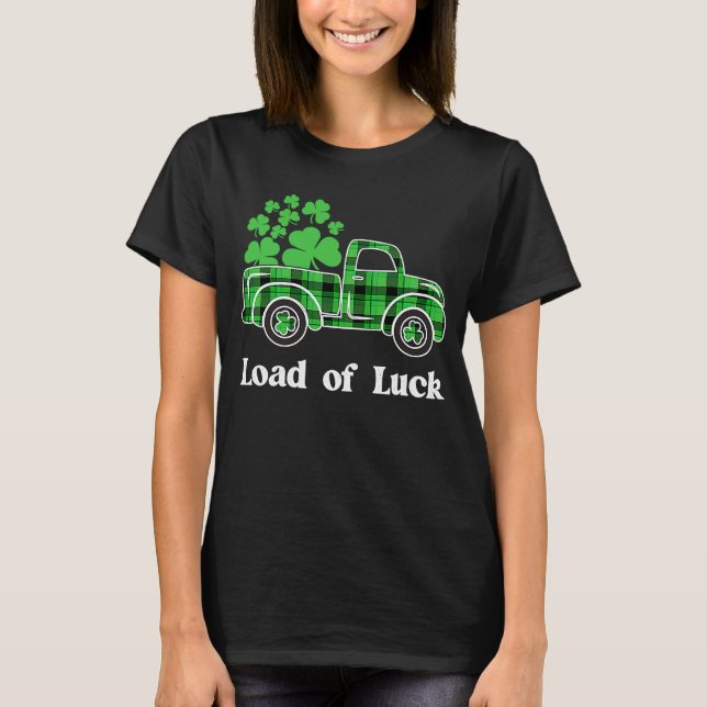 Camiseta Montones De Luck Buffalo Plaid Shamrock Truck St P (Anverso)