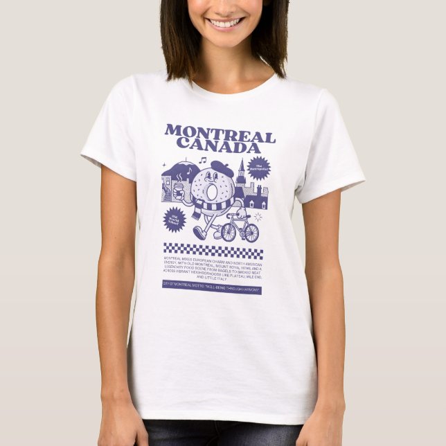 Camiseta Montreal Canadá Bollo Retro Silueta  (Anverso)