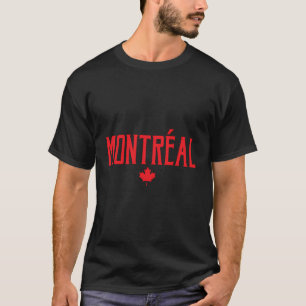 Camiseta Montreal Canadá Hoja de arce Vintage Red Textos
