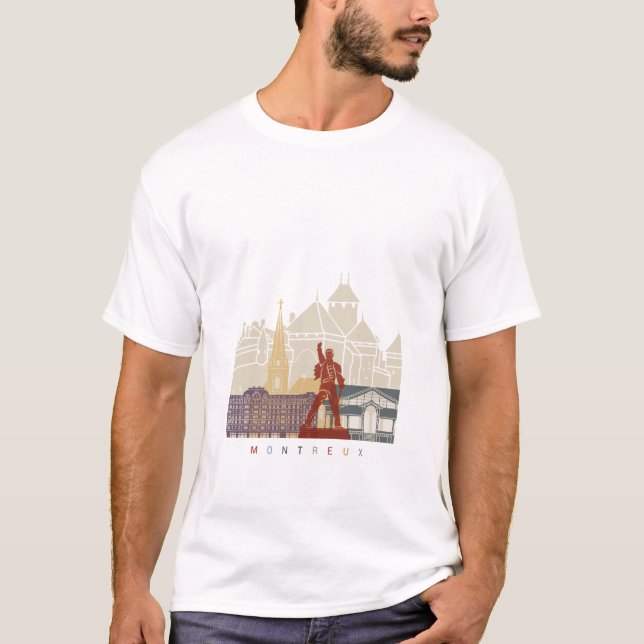 Camiseta Montreux skyline poster (Anverso)