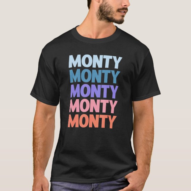 Camiseta Monty de texto repetido moderno (Anverso)