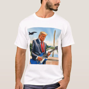 Camiseta Monumento a Washington de Trump jugando guitarra e