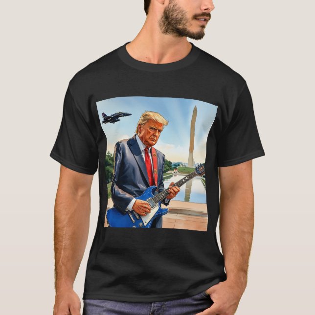 Camiseta Monumento a Washington de Trump jugando guitarra e (Anverso)