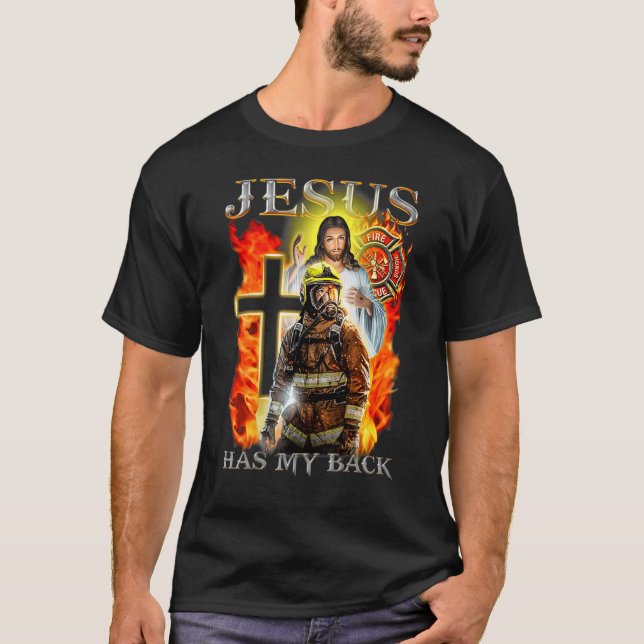Camiseta Monumento al Bombero Jesús Tiene Mi Fe En La Espal (Anverso)