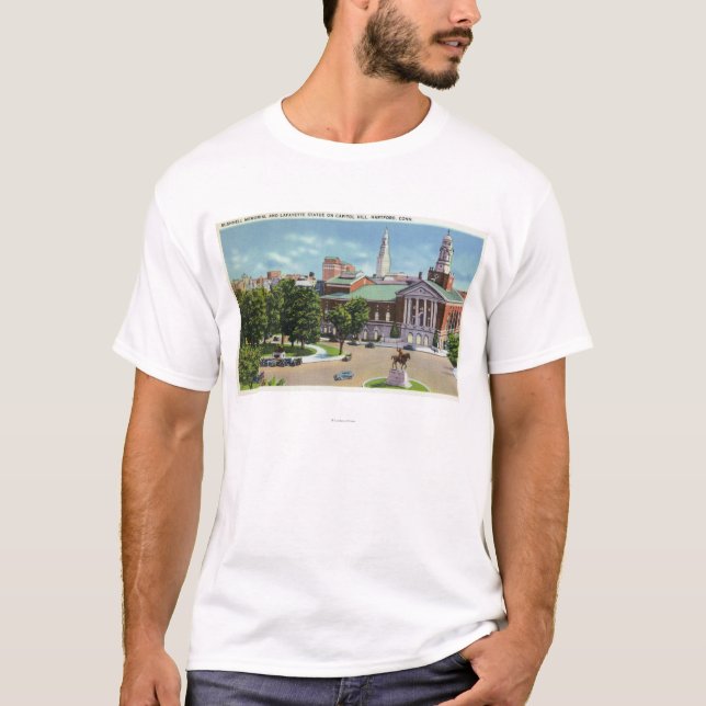 Camiseta Monumento de Bushnell, estatua de Lafayette (Anverso)