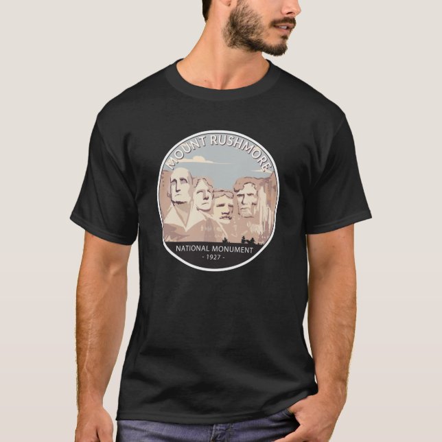 Camiseta Monumento nacional de Mount Rushmore Círculo retro (Anverso)