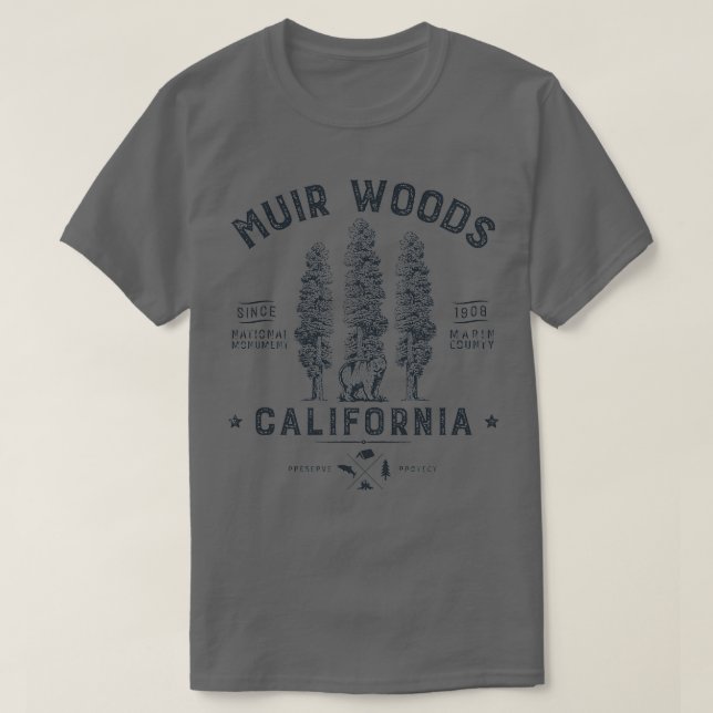 Camiseta Monumento Nacional Muir Woods California Redwood P (Diseño del anverso)