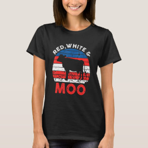 Camiseta Moo Blanco Rojo Cute Agricultor Americano De Vaca